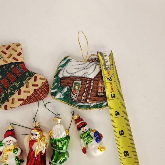 Miniature Glass Christmas Tree Ornaments Gingerbread House Eclectic Holiday Lot - Picture 6 of 8